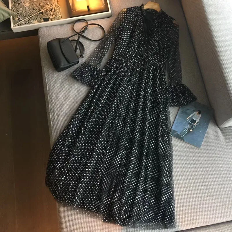 

Luxury Fashion Black Dresses For Women Party Dress 2019 Top Quality Black Dress Office Lady
