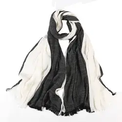 Черный и белый шарф для Для женщин Для мужчин длинные большие мягкие два тона шарфы Обёрточная бумага s платки хлопок белье шеи шарф