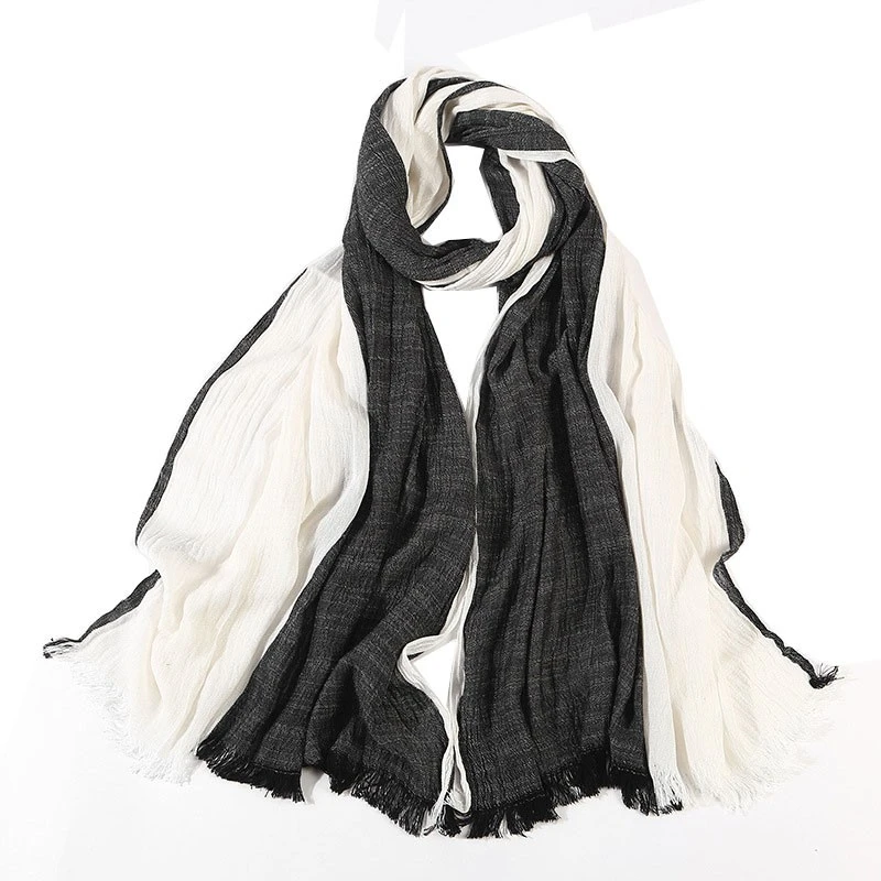 ritmo Lamer autómata Bufanda blanca y negra para mujer, bufanda larga y suave de dos tonos,  bufanda de algodón, lino, cuello, 195x65|linen scarf|blanket oversized  scarfcotton linen scarf - AliExpress