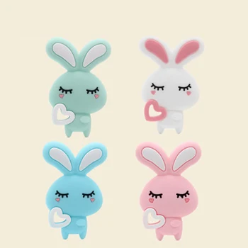 

KWD 2019 New Food Grade Silicone Animal Rabbit Teether Infant Baby Chew Charms Kids Teething Gift Toddler Toys 5pcs