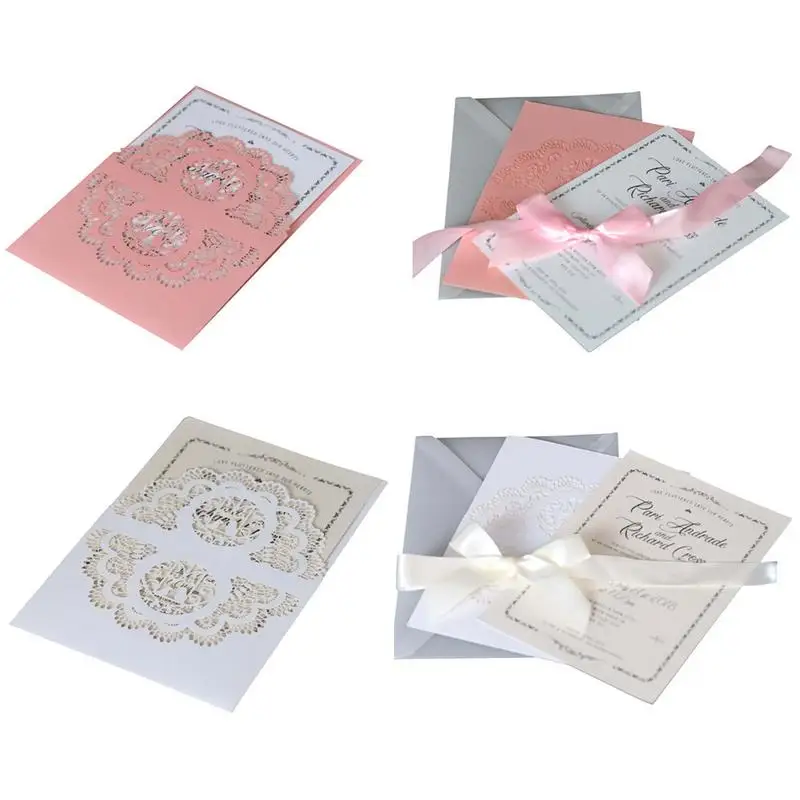  10Pcs Laser Cut Love Bird Wedding Invitations Card Elegant Lace Envelopes Event Party Supplies Wedd - 32963838868