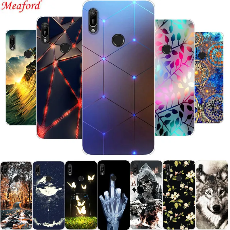 

6.09" Cover For Huawei Y6 Pro 2019 Case Cool Print Soft Silicone TPU Case For Huawei Y6 Pro 2019 Phone Case Floral Funda Coque