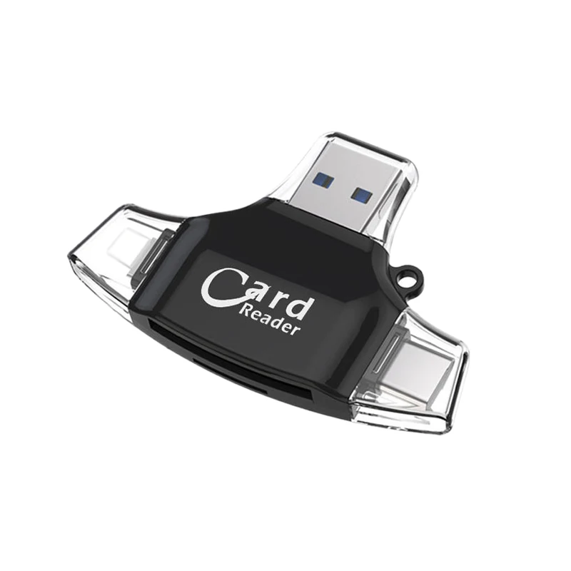 4 в 1 пластиковый тип C/Micro-Usb/Usb TF SD кард-ридер для Ipad Iphone X 7 8 Plus 5 6 S устройство чтения