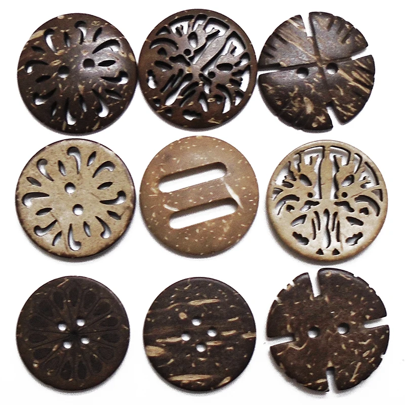 

ZIEENE 10PCs 20PCs 50PCs Natural Color Big Coconut Shell Buttons Crafts Sewing Scrapbooking For Handmade Round Button 2 Holes