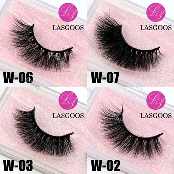 

LASGOOS 4 Boxed Pink Glitter Mink Fur 3D Messy Eye Lashes Fake Eyelashes Set W-02,W-03,W-06,W-07