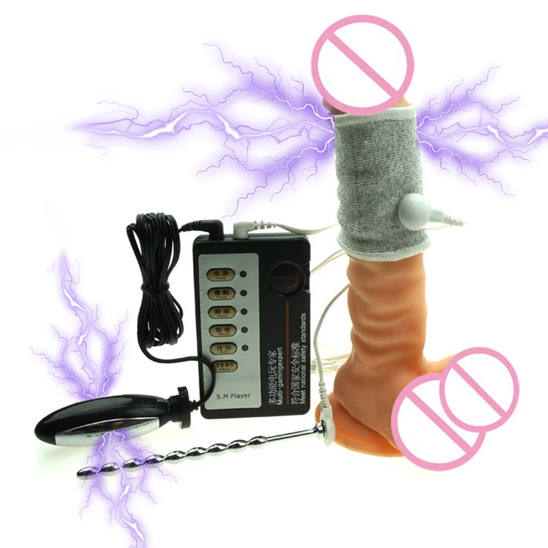 

Electro Shock Pulse Kit Electric Urethral Catheter Anal Dildo Vibrator Penis Plug Sex Toys For Men Male Masturbator Penis Sleeve