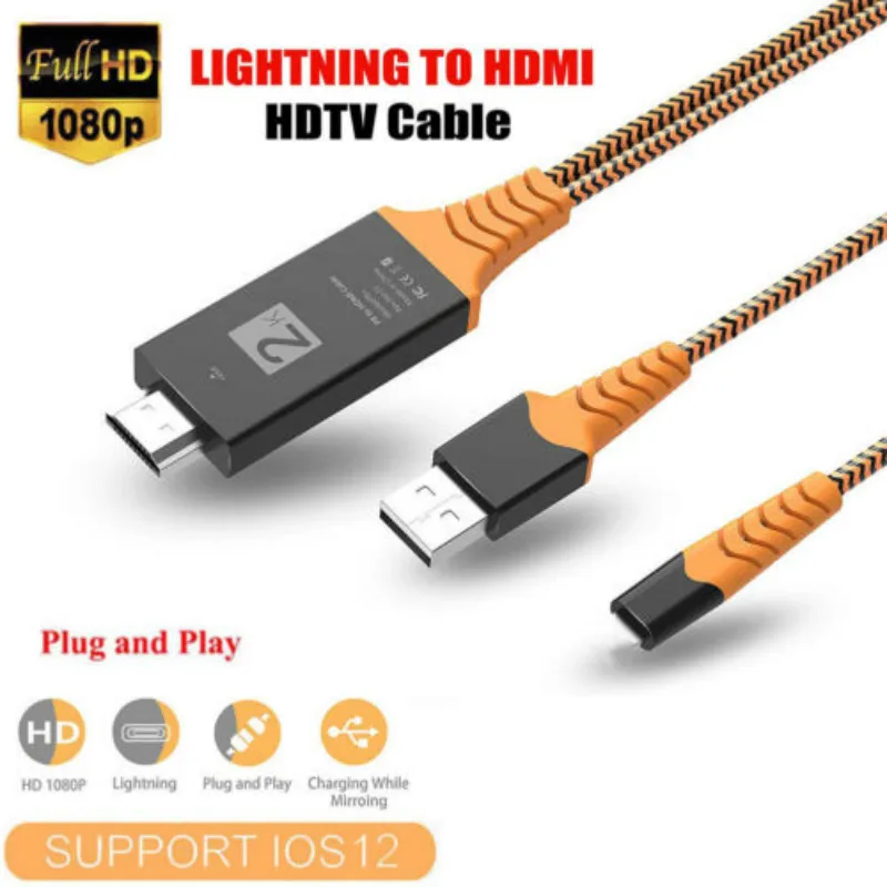8 контактный 2 м кабель Lightning до 1080p HDMI HDTV AV ТВ адаптер Шнур для iPhone X XS Max|Коннекторы