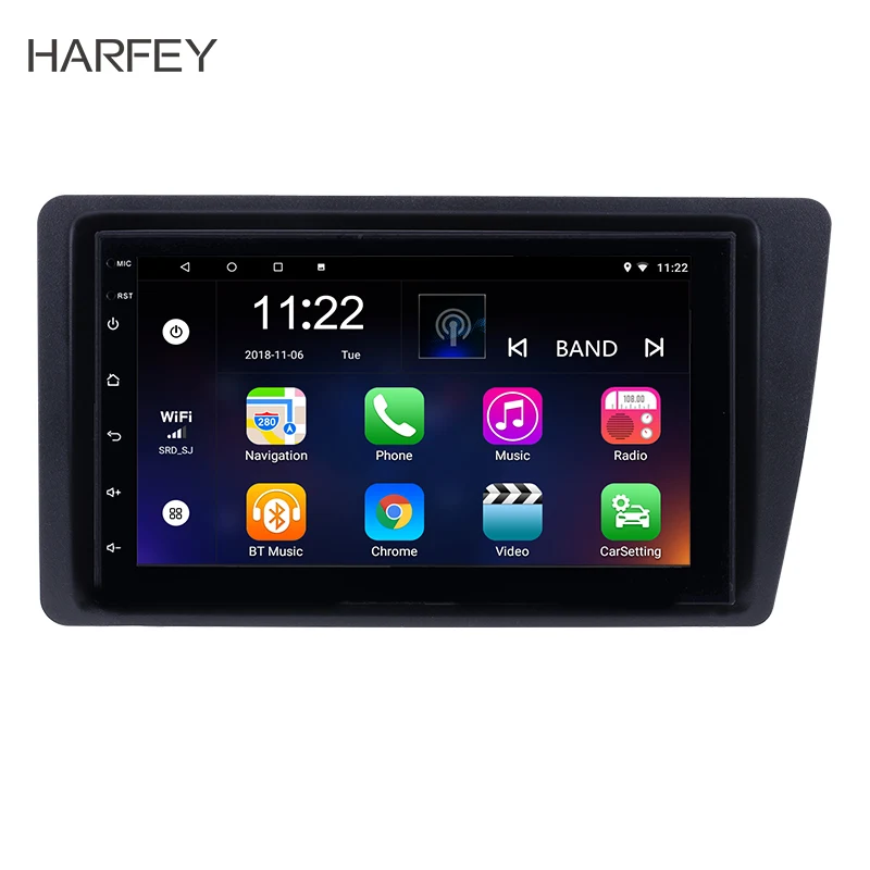 Harfey Android 8,1 7 дюймов 2Din Автомагнитола для Honda Civic 2001 2002 2003 2004 2005 сенсорный экран HD 1080P gps мультимедийный плеер