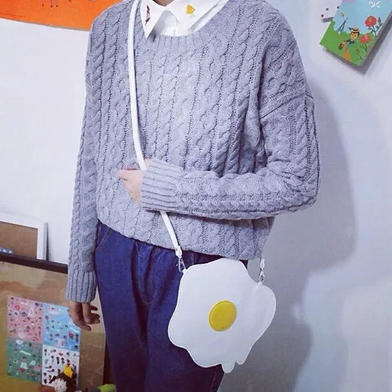 

New Women Fashion Bag Crossbody Bags Poached Fried Eggs Ladies Purse PU Leather Shoulder Bag Messenger Omelette handbags Keys