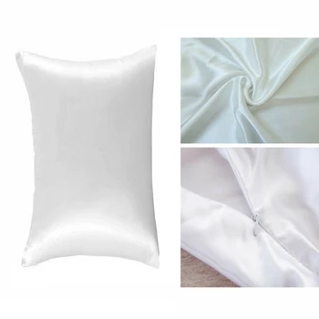 

Pillow Case Silk Satin Pillowcase wholesale 1pcs New Soft with zipper 5 Colors Solid Color