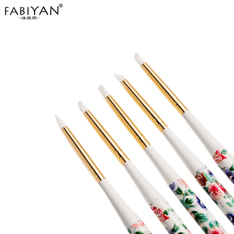 

Acrylic Manicure Tool 5PCS/Set Nail Art Silicone Pen Sculpture Embossing Modeling Dotting UV Gel Drawing Flower Pattern Design