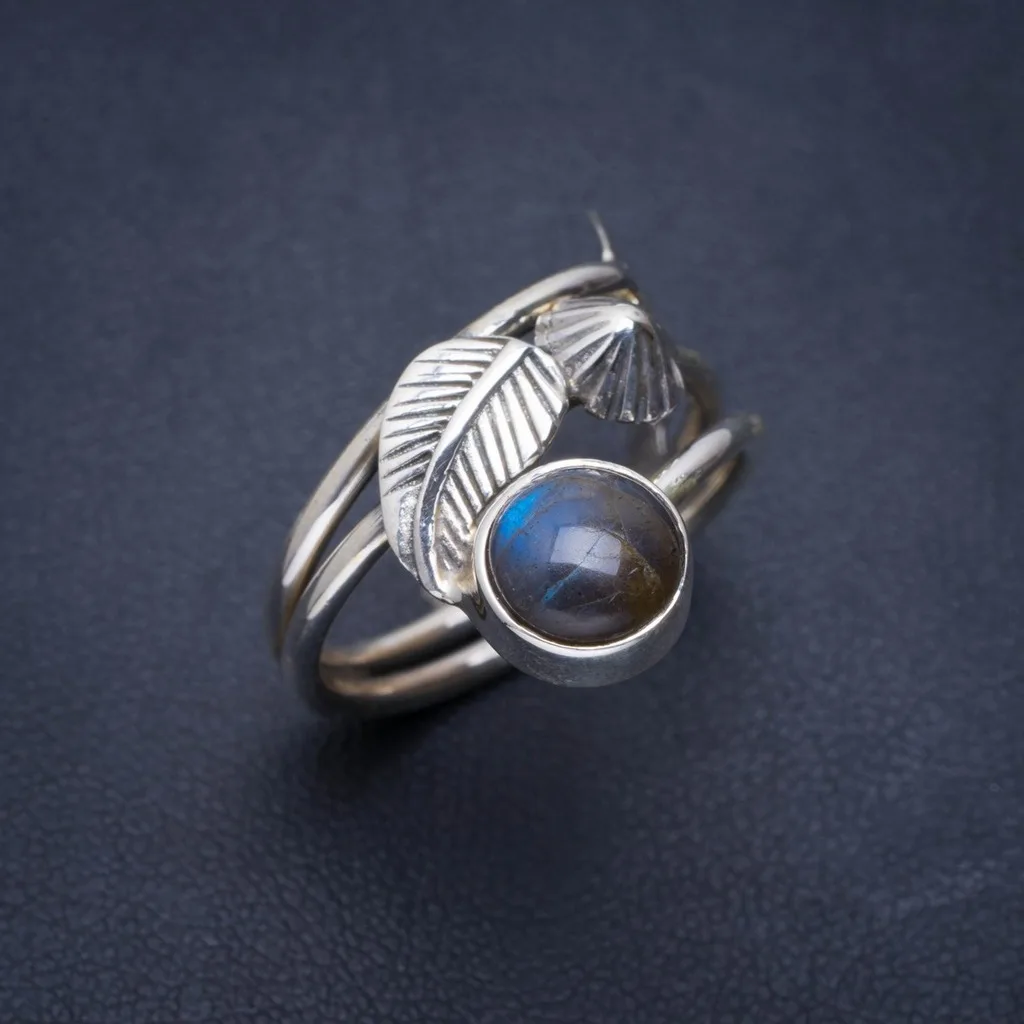 Natural Blue Fire Labradorite Handmade Unique 925 Sterling Silver Ring 8 A1108 | Украшения и аксессуары