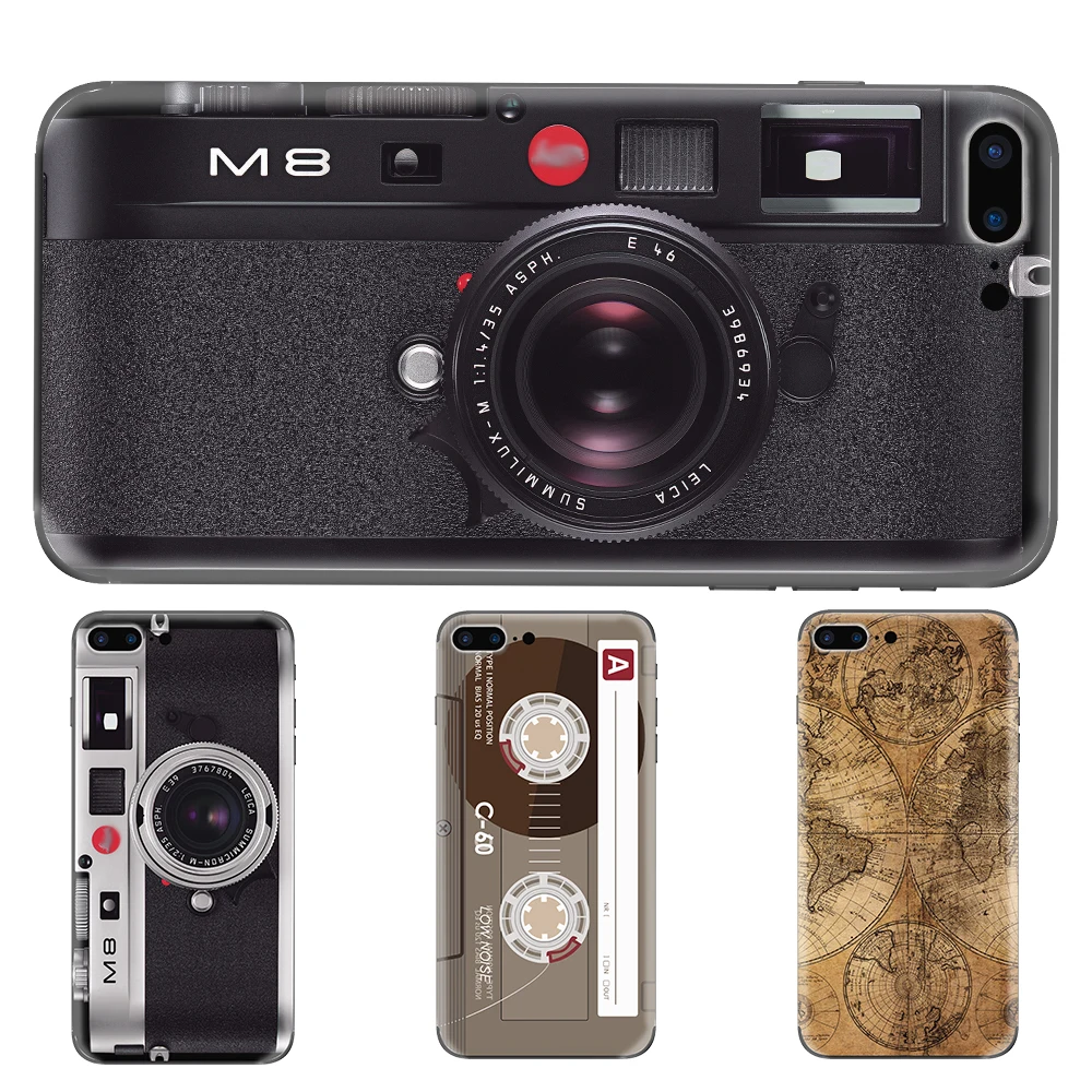 Ретро чехол для телефона с камерой iPhone 7 6 8Plus XS Max тонкая защитная пленка задней