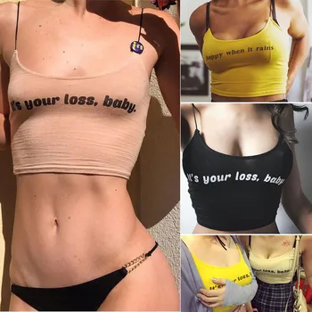 Summer Sexy Women Crop Tops Letter print Cami Casual Fashion Sexy Strap Vest Cropped Tank Tops Vest cropped feminino Hot 4 Color Summer Sexy Women Crop Tops Letter print Cami Casual Fashion Sexy Strap Vest Cropped Tank Tops Vest cropped feminino Hot 4 Color