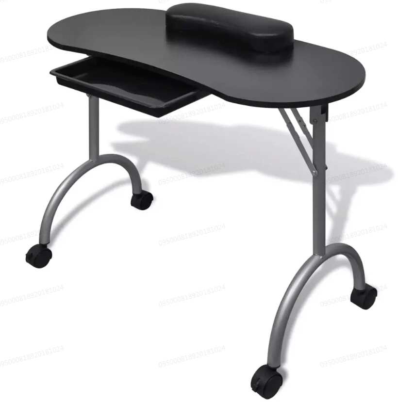 

Vidaxl Foldable Manicure Table With A Thick Wrist Pillow 4 Lockable Wheels Nail Tables Professional Commercial Furniture