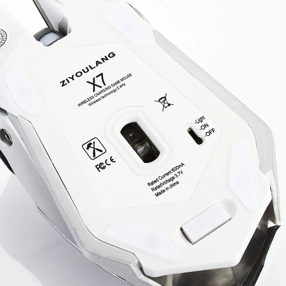 Белая светодиодная Лазерная игровая мышь 1600 точек/дюйм USB зарядное устройство