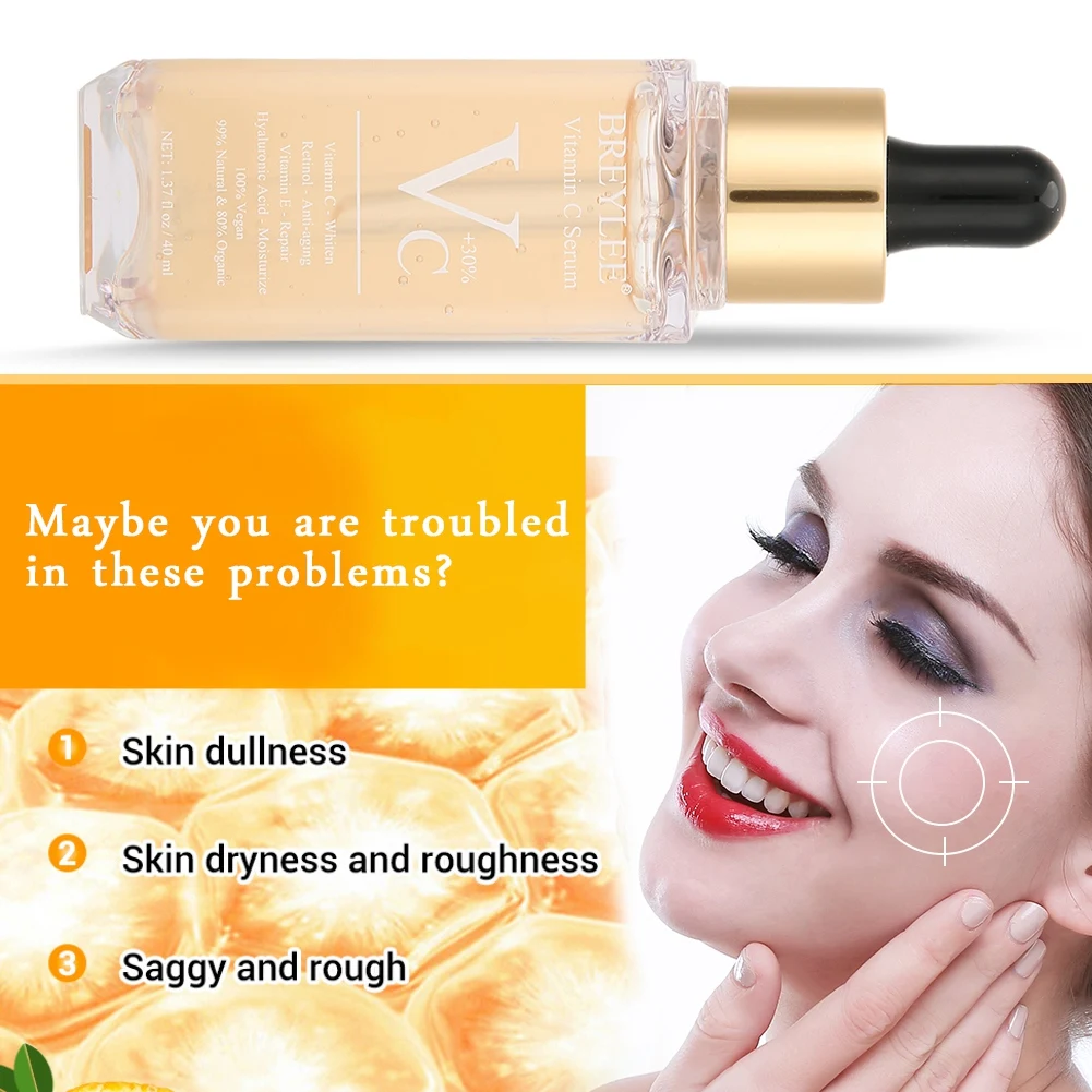 

40ml Vitamin C Vitamin E Hyaluronic Acid Face Hydrating Moisturizing Firming Anti-aging Face Serum