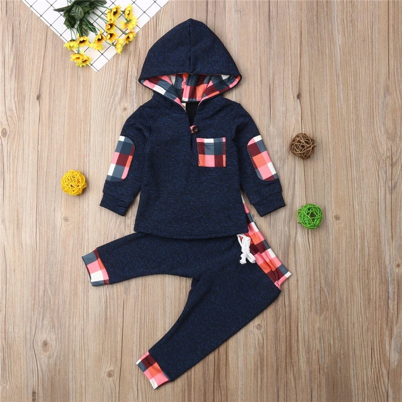 

Spring Long Sleeve Warm Hoodies Pants Costume Outfits Tracksuit 2PCS Newborn Toddler Infant Baby Unisex Boy Girl Clothes Set
