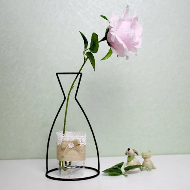 

Simple Flower Vase Rack Creative Abstract Dried Flowerpot Wrought Iron Flower Vase iron storage Shelf Home Racks Holder