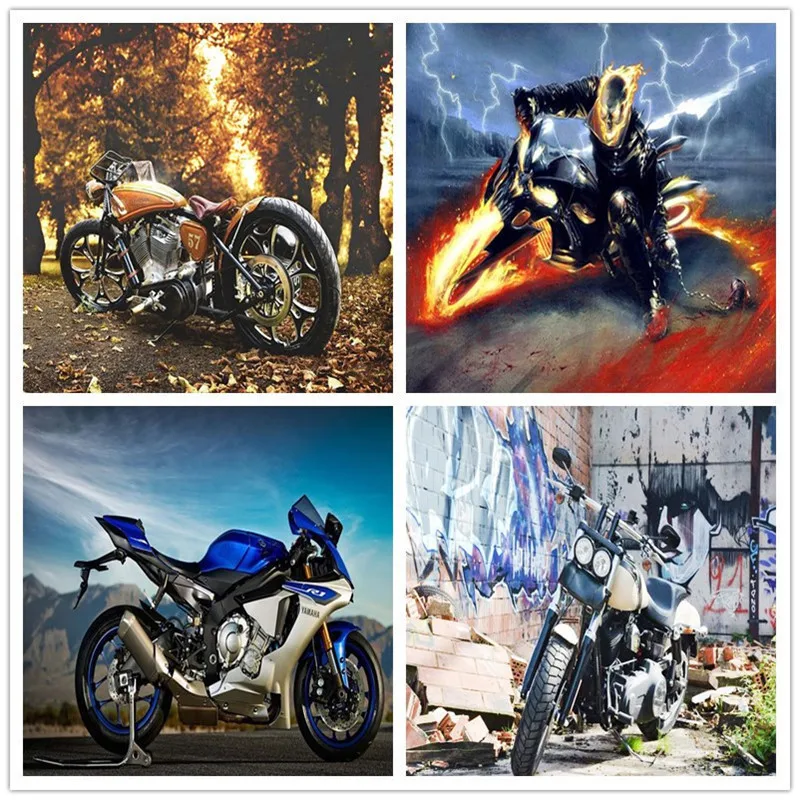 

5d Diy Painting Diamond Mosaic Full Square Motorcycle Pictures By Numbers Embroidery Diamond Mosaic Home Decoration Accessories