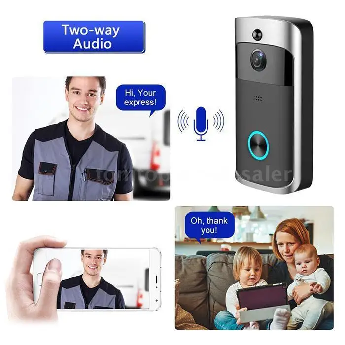 

Smart Video Doorbell Camera 720P Visual Call Intercom Door Bell Infrared Night Vision Remote Record Home Security Monitoring