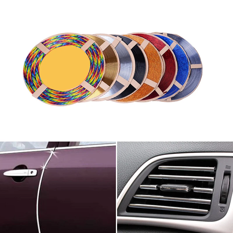

DIY 1M 2M 3M Car Interior Mouldings Chrome U Shape Air Vent Grille Switch Rim Trim Outlet Blade Decoration Strip