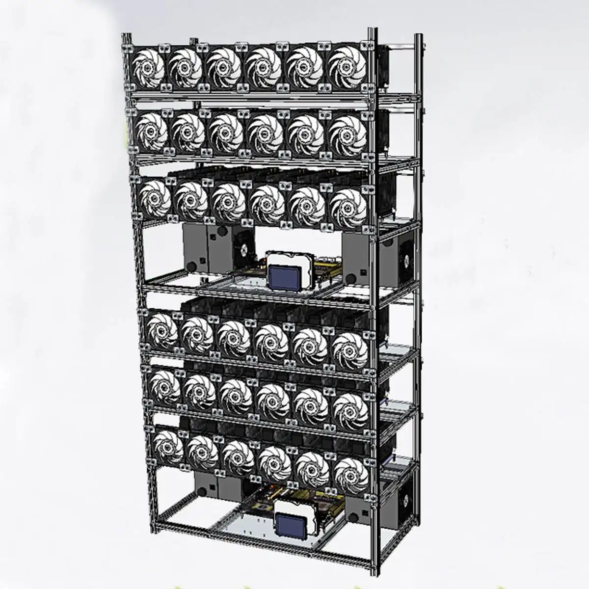 Mining Rig Aluminum Stackable Case Open Air Frame ETH/ZEC/Bitcoin
