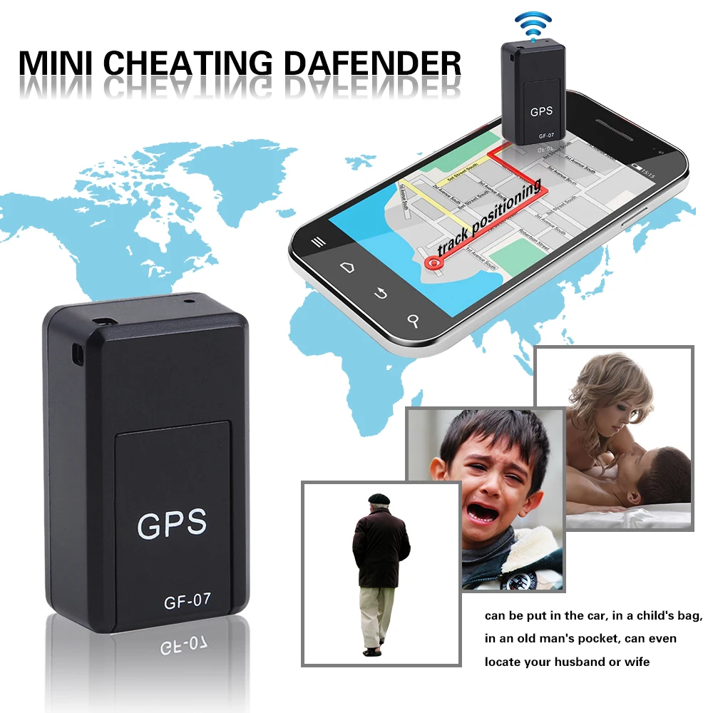 Мини-портативное устройство слежения GF07 в реальном времени, Спутниковое позиционирование от кражи для отслеживания транспортных средств, людей и движущихся объектов