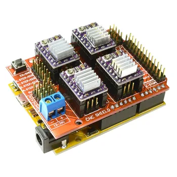 

CNC V3 Shield + UNO R3 for Arduino Compatible Board + 4x TI DRV8825 StepStick Stepper Drivers Red+purple