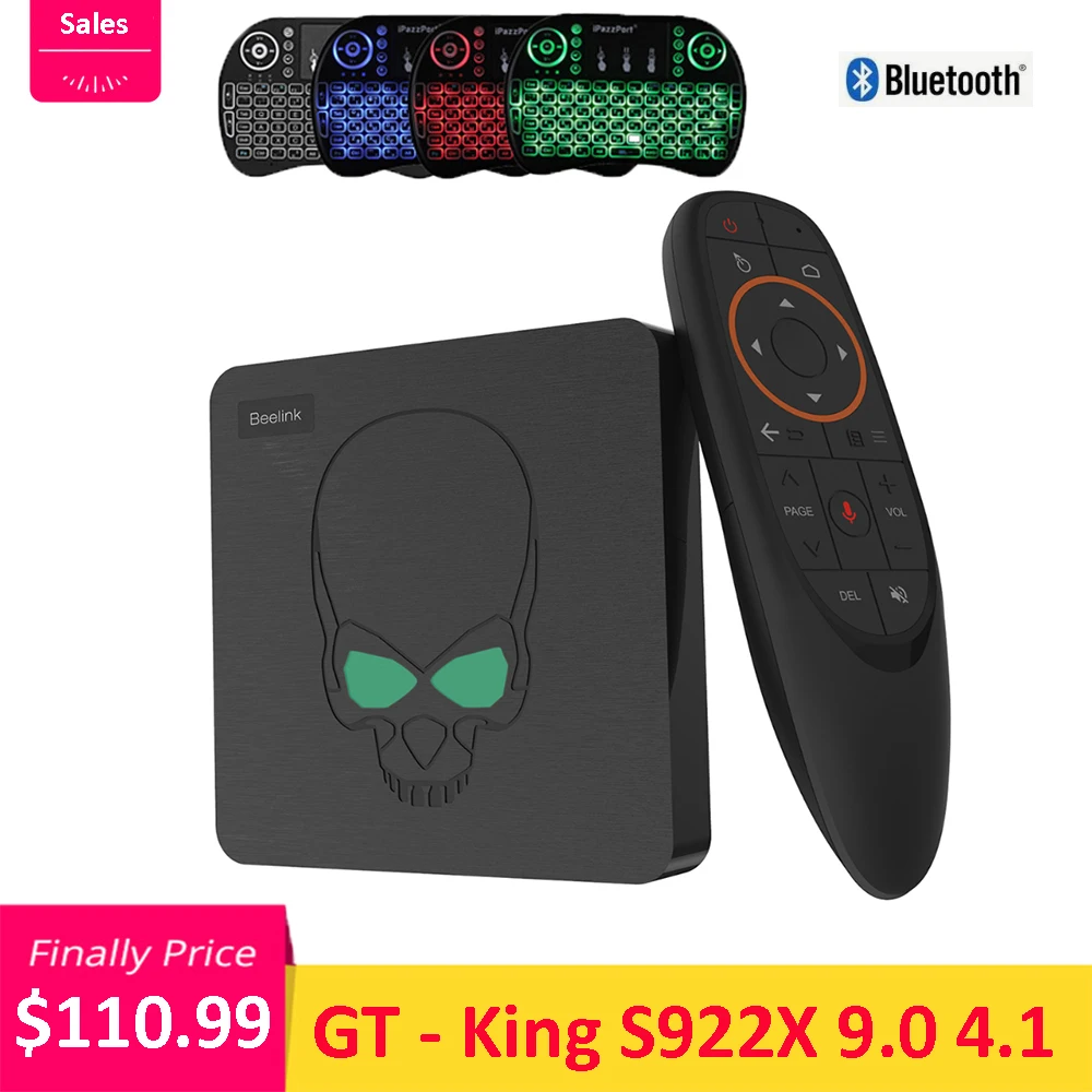 

Beelink GT-King Android 9.0 TV Box Amlogic S922X 4GB LPDDR4 64GB ROM 2.4G + 5.8G WiFi Bluetooth 4.1 4K 2.4G Voice Remote Control