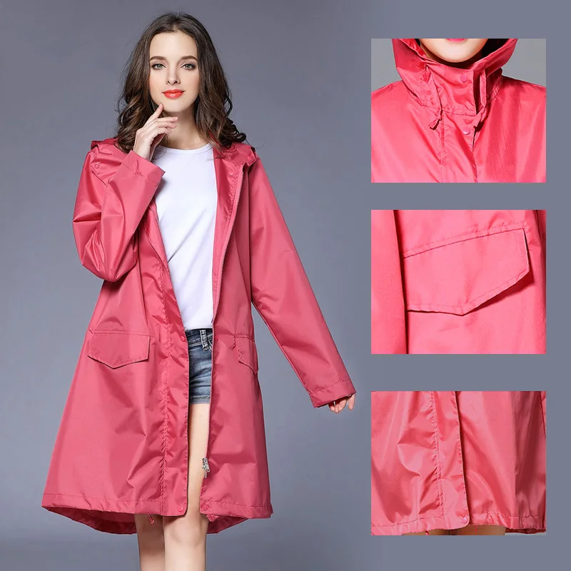 Long Raincoat Women Adults Rain Coat Breathable Ladies Portable Water ...