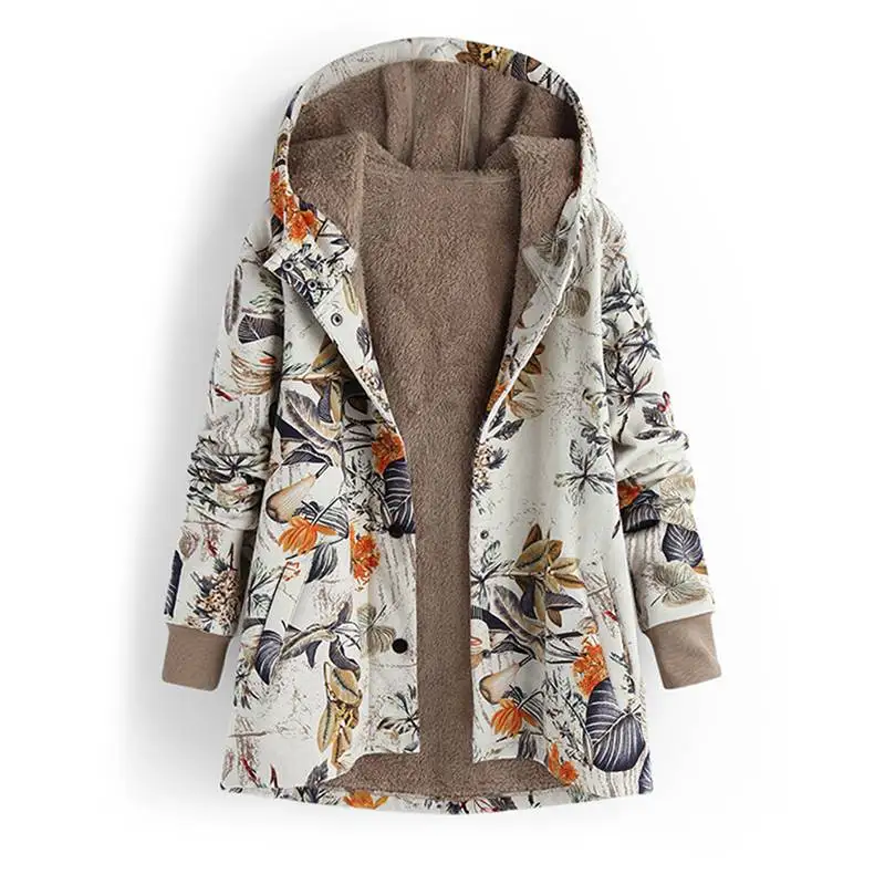 2019 Women Casual Hooded Faux Fluffy Outerwear Winter