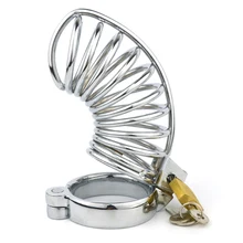 Stainless Steel Male Chastity Device Cock Ring Cages Virginity Locks Chastity Penis Ring Adult Sex Products Erotic Toys For Men stainless steel metal heavy pendant rings chastity locks chastity belt alternative toys adult products