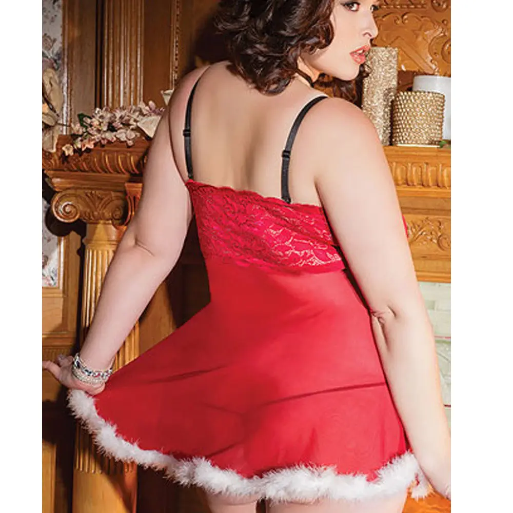 Плюс размер сексуальное женское рождественское нижнее белье Ночное Кукольное платье одежда для сна Famale ремень мяч экзотическое горячее Ночное платье