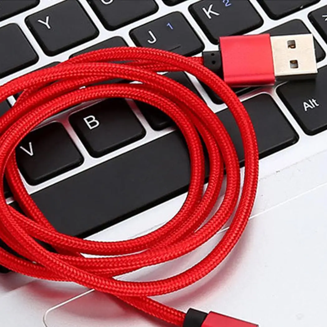 Нейлоновый USB кабель 2A Быстрая зарядка красный черный 1 м/39 4 дюйма 2 м/78 7 линия