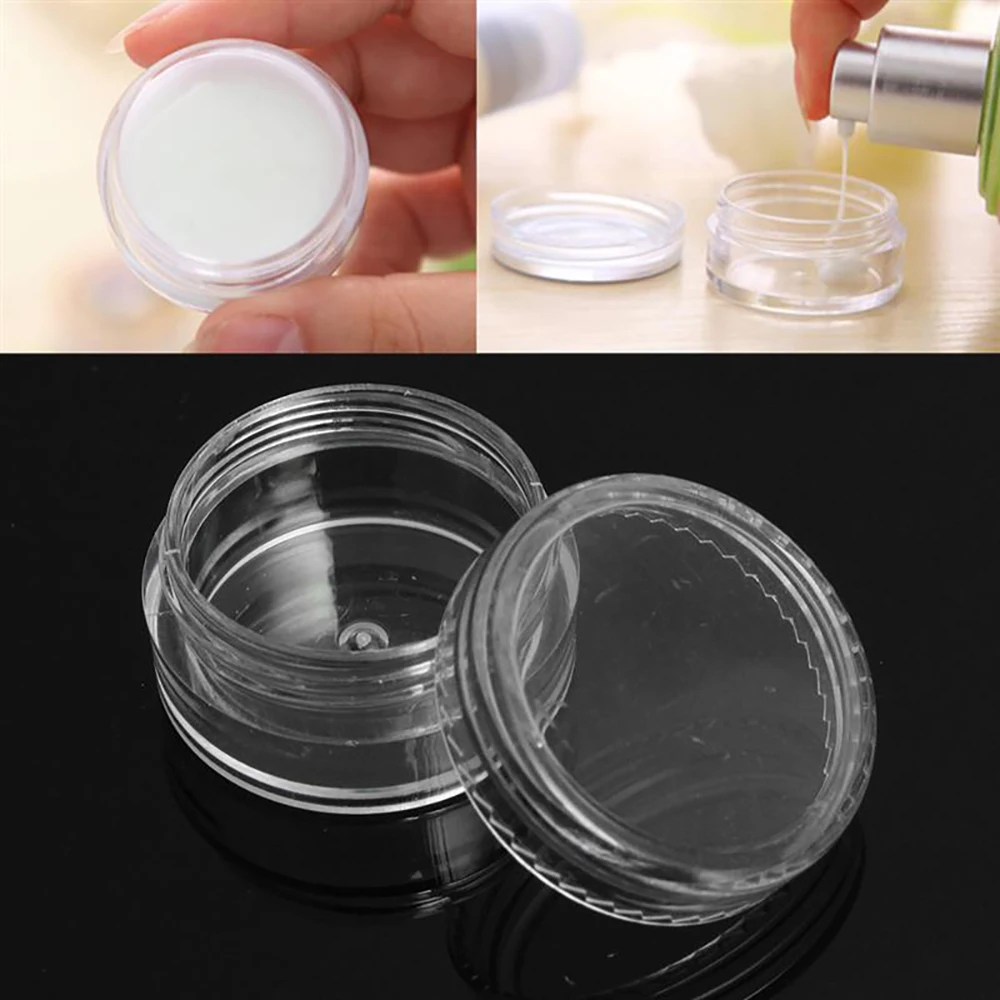 

100pcs 2/3/5g Transparent Bottle Clear Cosmetic Empty Jars Plastic Pot Containers For Eyshadow Makeup Nail Powder Cream Lotion