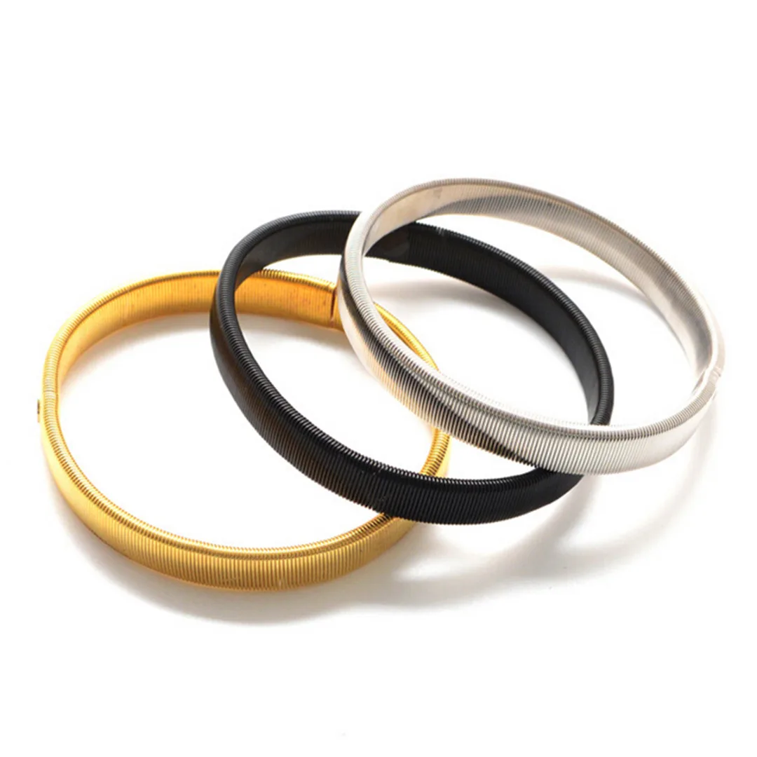 2 PAIRS METAL SLEEVE HOLDERS SILVER GOLD BLACK ELASTICATED METAL SHIRT ARM BANDS
