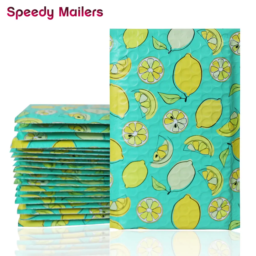 

Speedy Mailers 10PCS 4x7 inch Creative Lemon Design Poly Bubble Mailers Pattern Bubble Lined Envelopes