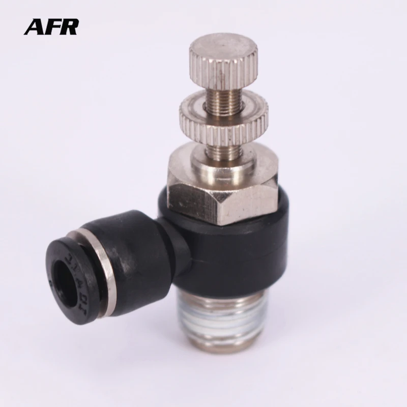 

1pc PSL4-01 4mmTube Push In to Connect Fitting 1/8" Thread Speed Flow Controller Air Valve SL4-01 Pneumatic Throttle Valve