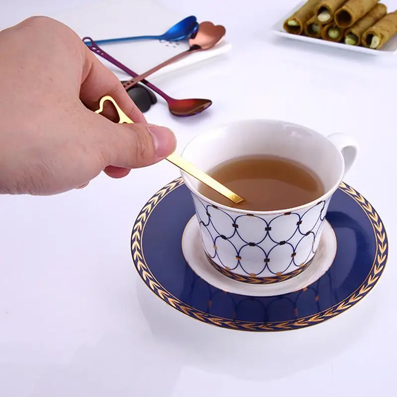 Ложка для кофе из нержавеющей стали нетоксичные полые, в форме сердца кухонные ложки для помешивания чая или кафе