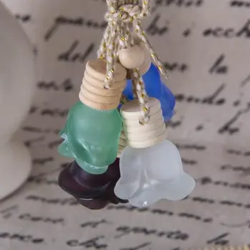 

Frosted Glass Perfume Empty Bottles Car Perfume Rose Pendant Parfume Essence Oil with Wood lid Pack Containers 100pcs