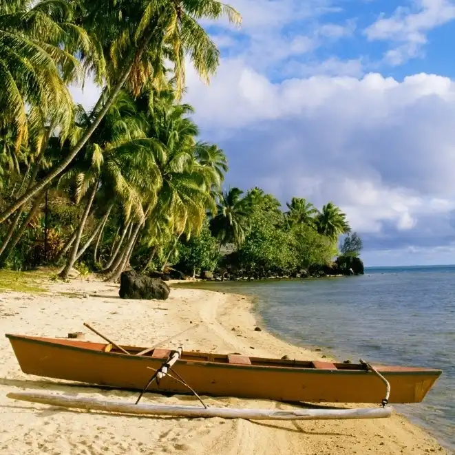 Polynesie Francaise Tahiti Sable Blanc Plage Avec Palmiers Et Canoe Affiche Imprimer 24x38 Aliexpress