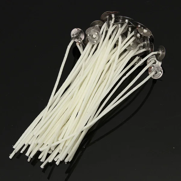 

Practical 100Pcs/set 120mm Candle Wick Pre Waxed Candle Wick With Sustainers Cotton Coreless Candle Wicks Cotton Making Material