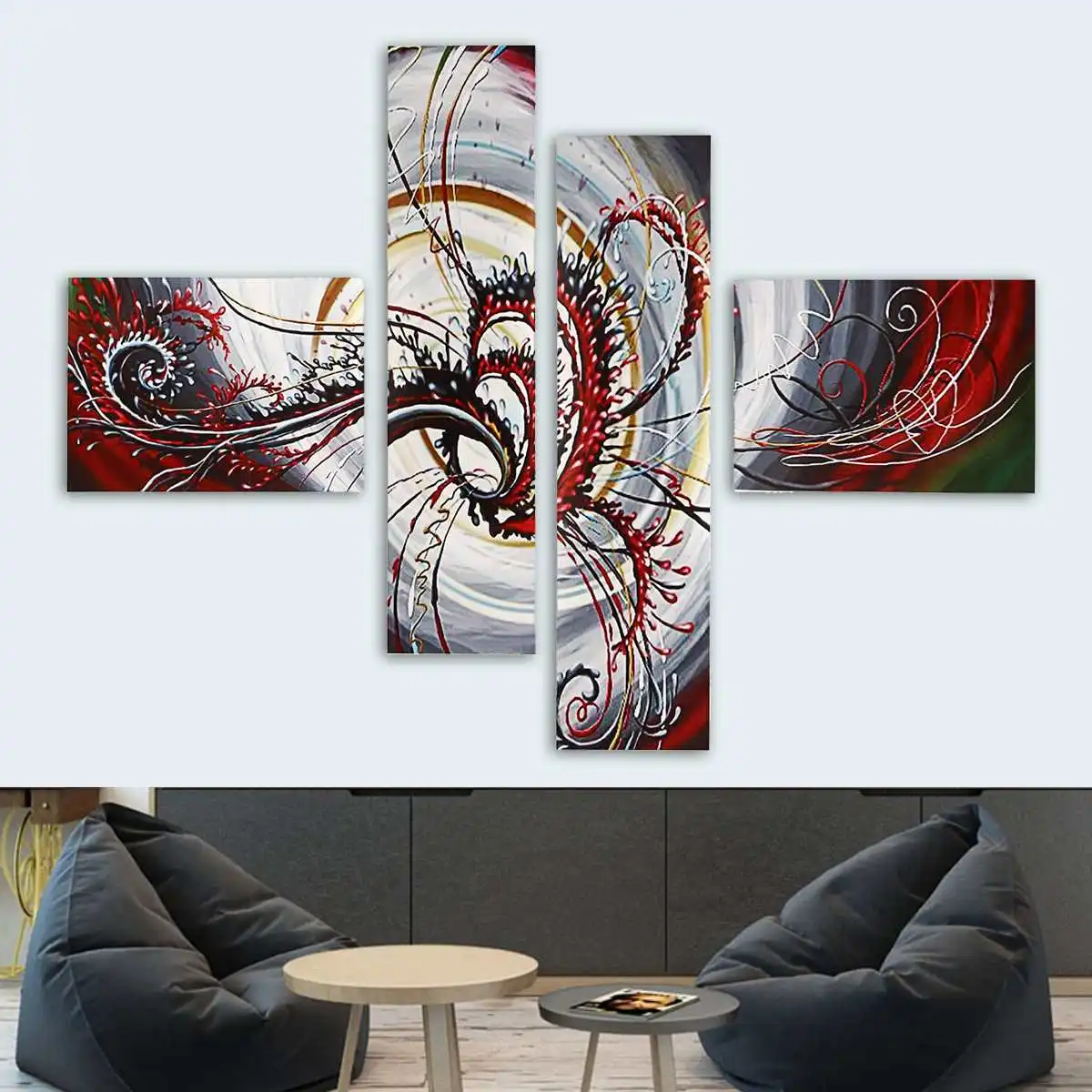Buy 4Pcs Unframed Abstract DIY Canvas Painting Wall