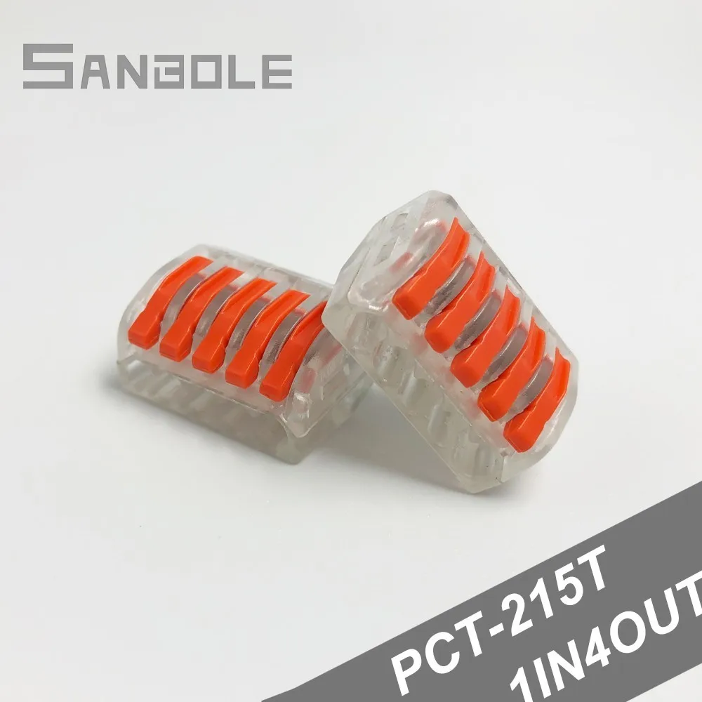 

Terminal blocks Transparent box cage PCT-215 Wire Fast connection 5 Pins Wire conductor Spring Connector 5P (100PCS)
