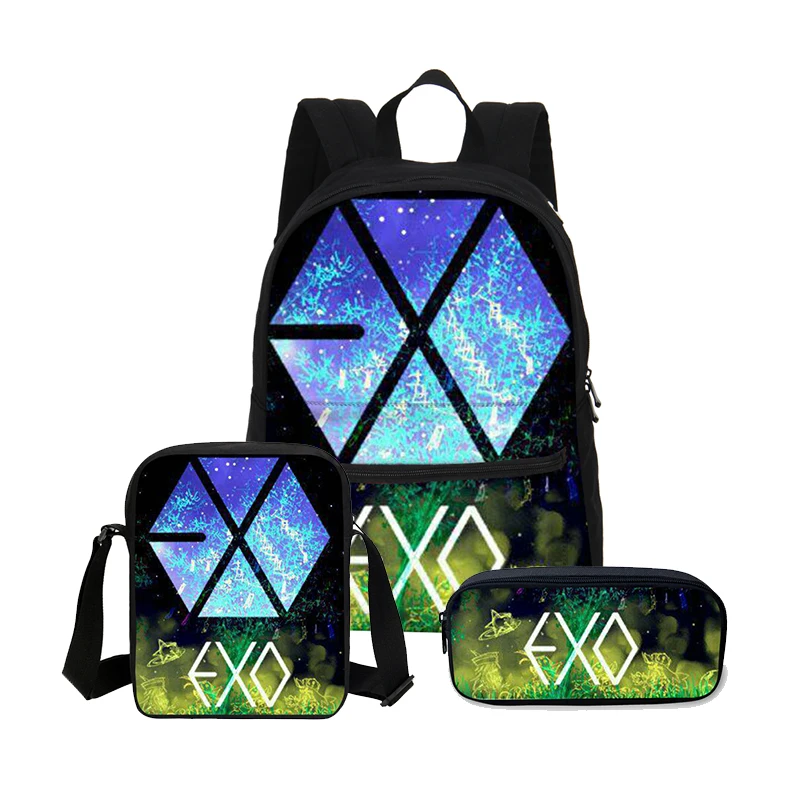 3 шт./компл. Curel холст школьная сумка EXO с буквенным принтом рюкзак Детская на плечо