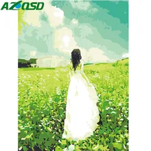 AZQSD DIY масляная краска в деревенском стиле краска по номерам девушка картина холст украшение дома ручная краска ed Современная SZYH6060