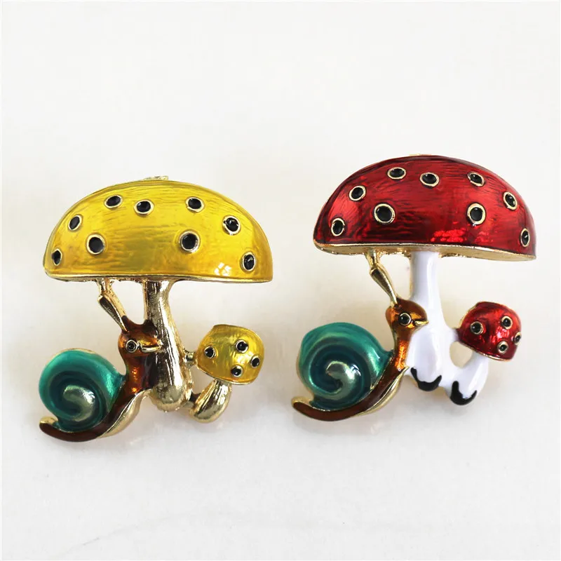 

New European and American style popular Enamel big snail mushroom fashion cute coat brooch female
