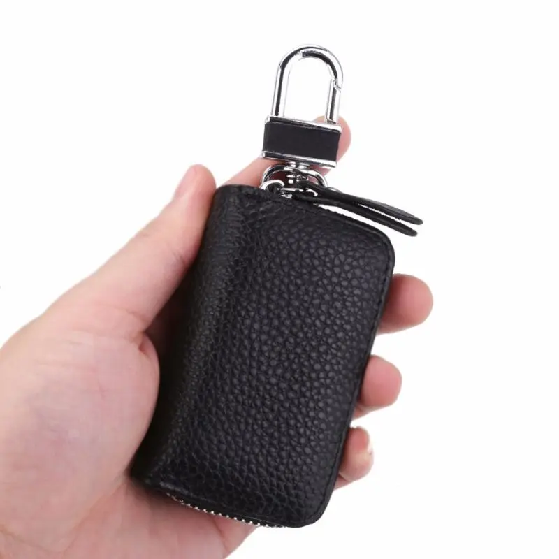 

8.5cm PU Leather Car Auto Smart Remote Fob Key Chain Case Holder Cover Zip Bags