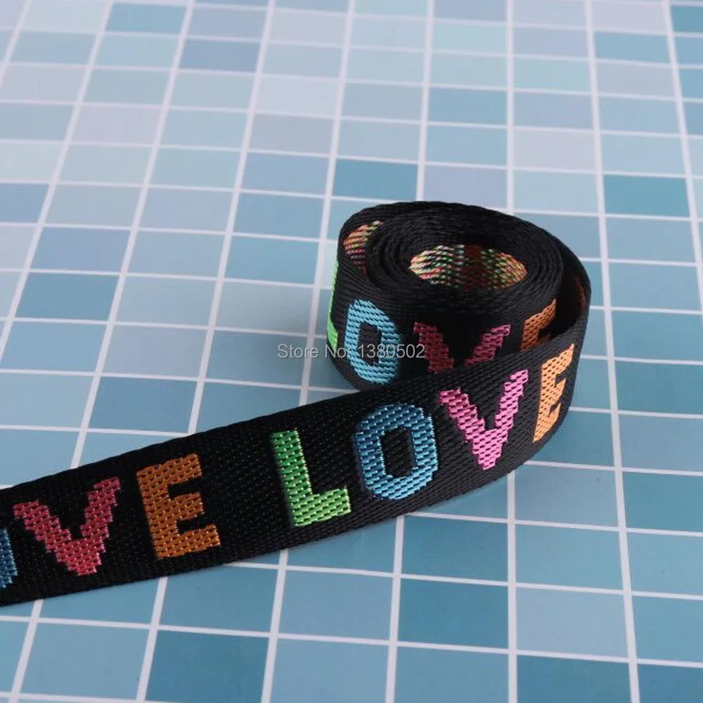 

10 yards 25/38mm High Tenacity Strap Love Pattern Webbing Ribbon for Belt bag garment sewing accessories